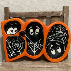 RARE!! Halloween BOO 4 Sections Food Platter Halloween Decor